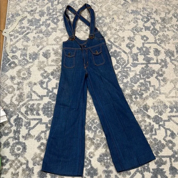 1970s Vintage Hang Ten Classic Blue Denim Overalls - Picture 1 of 10